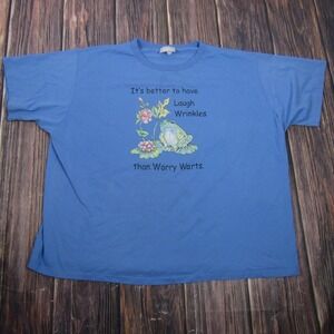 Vintage Blair Laugh Wrinkles Frog Graphic Shirt Mens 3XL Blue Single Stitch Tee